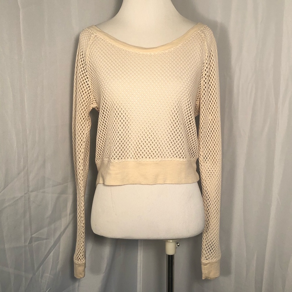 Express Cream Fish Net Long Sleeve Small